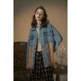 Unisex Jacket Retro Washed Denim Jacket Zipper Men and Women Loose Overalls